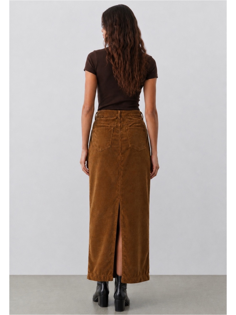 Ralph Lauren Heritage Corduroy Maxi Skirt in Camel Brown - Picture 3 of 8